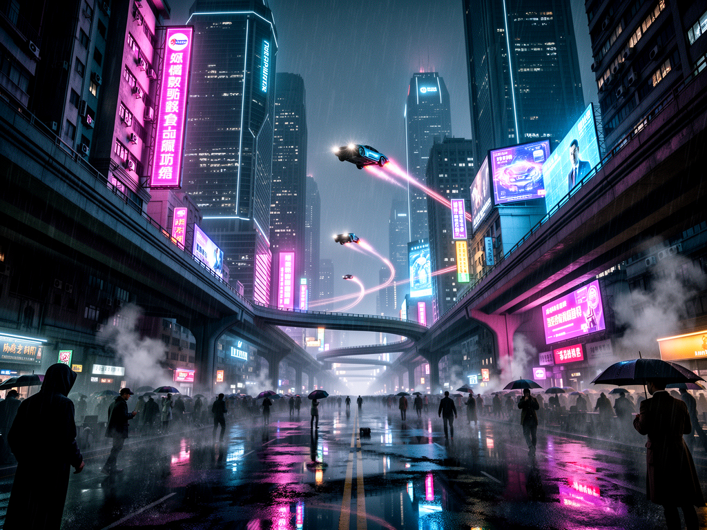 FLUX.2 Flex — Неоновая улица ночного города с вывесками